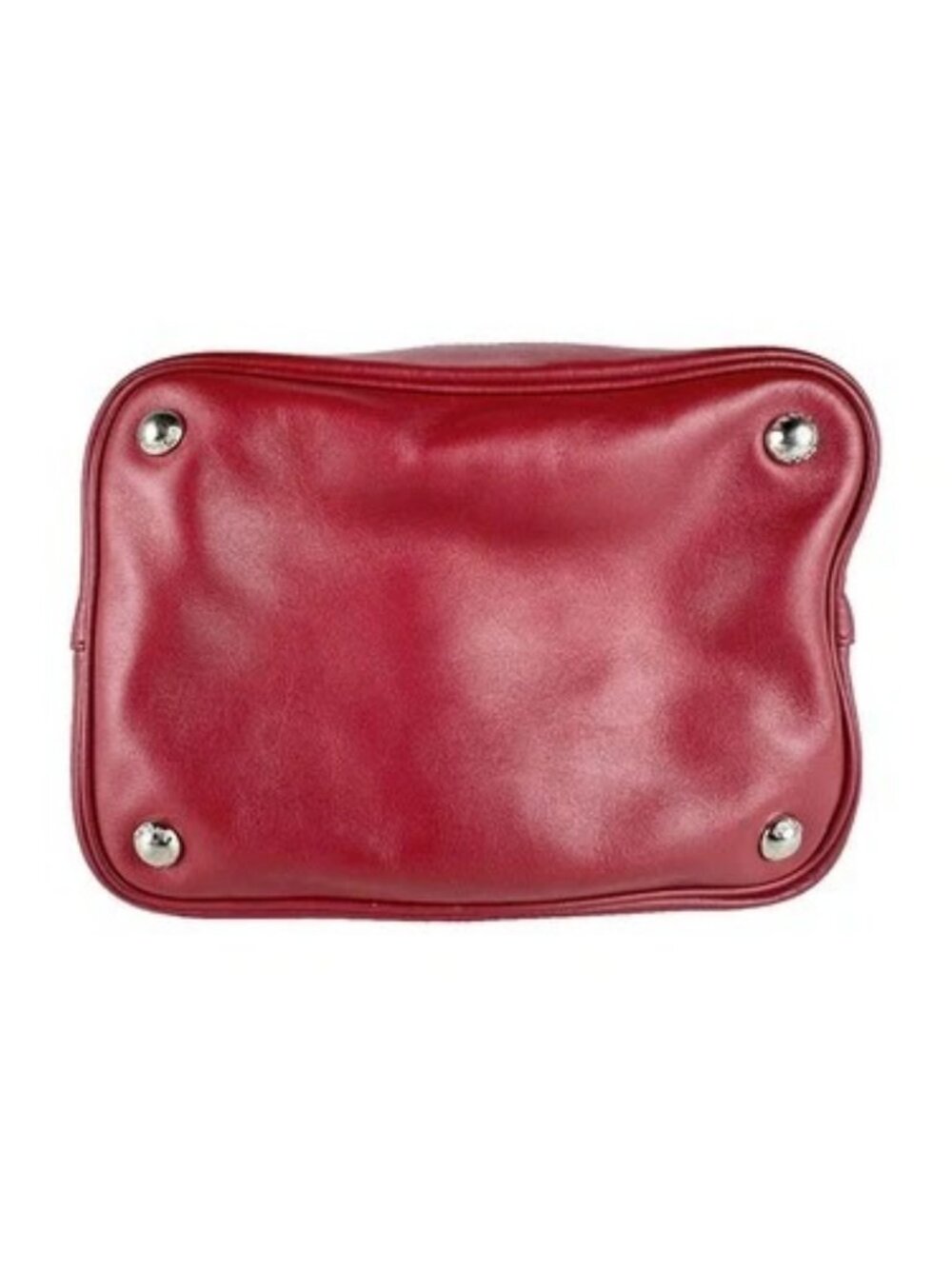 Auth PRADA Handbag Shoulder Bag Red/Silver Leather/Metal - z9575 - Picture 4 of 14
